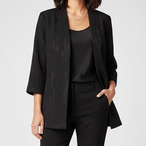 Eileen Fisher Snake Print Textured Oragnic Cotton Lyocell Open Jacket